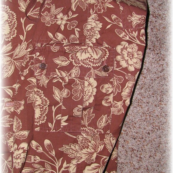 Ralph Lauren Cropped Capri Pant Size 0 Brown Hawaiian Print New Without Tags - Picture 4 of 6